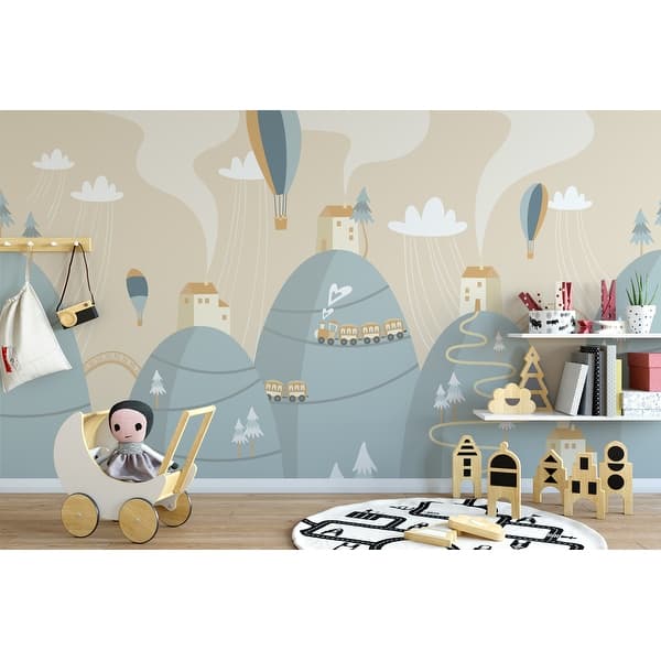 Soft Hot Air Balloons Little Homes Kids Textile Wallpaper Overstock 31419726