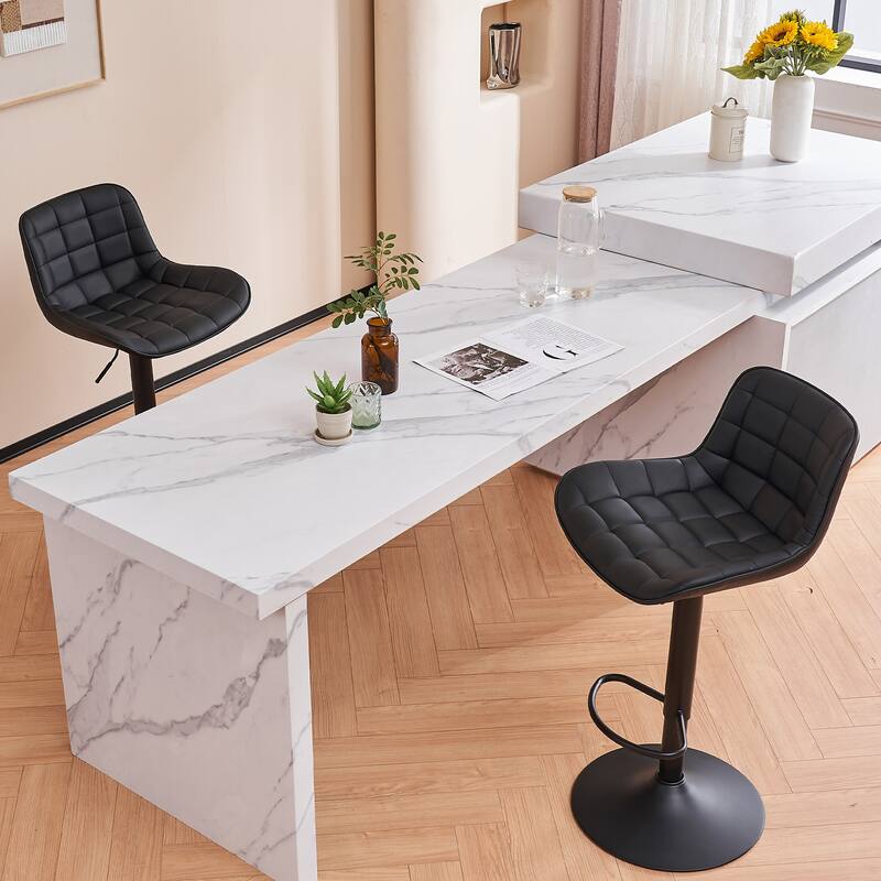 Adjustable Height Bar Stools Set of 2, Faux Leather Barstools for Kitchen Island Counter