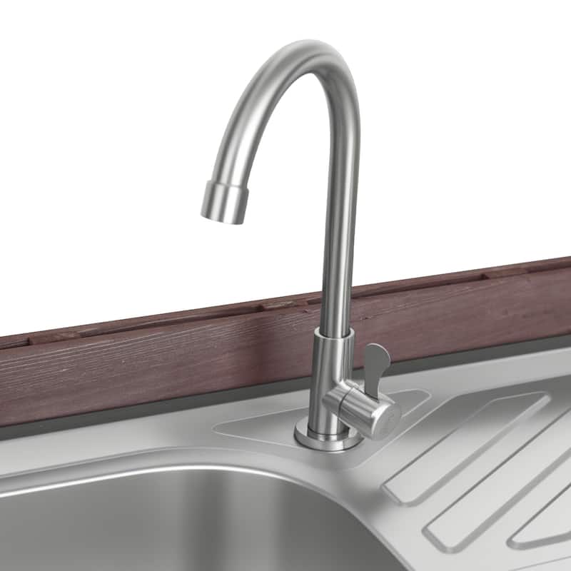 39.4" Outdoor Kitchen Island with Sink, Outdoor Kitchen Cabinet with Back Splash & 4 Wheels for Pizza Prep