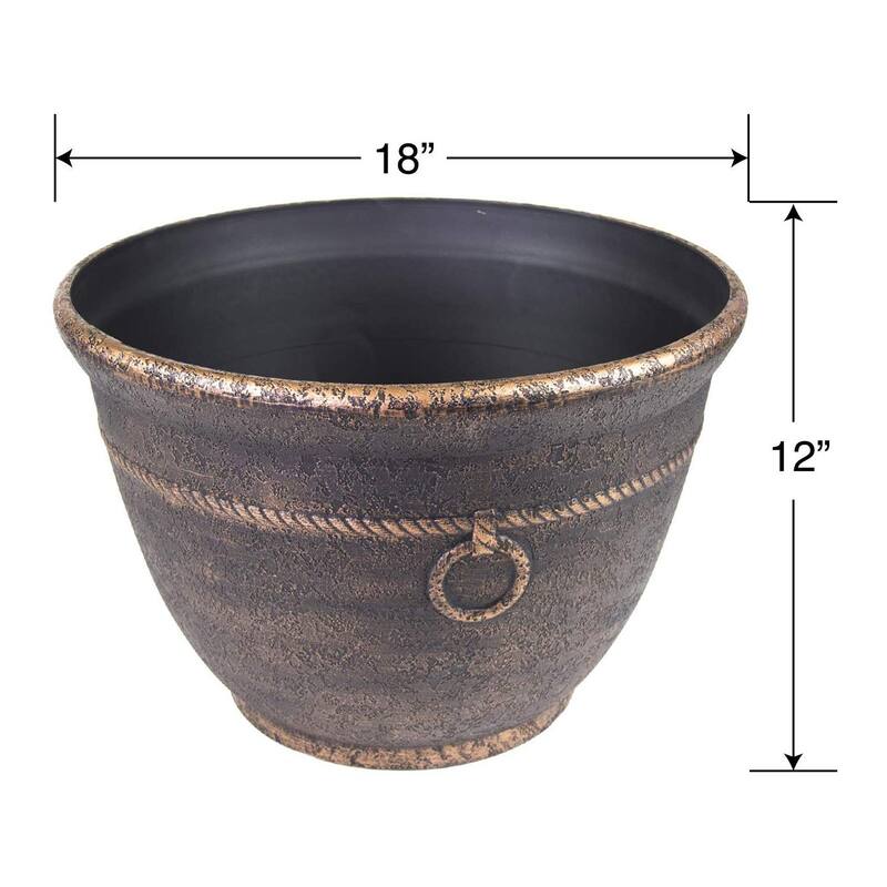 Liberty Garden LBG1924 Banded High Density Resin Hose Holder Pot with Drainage