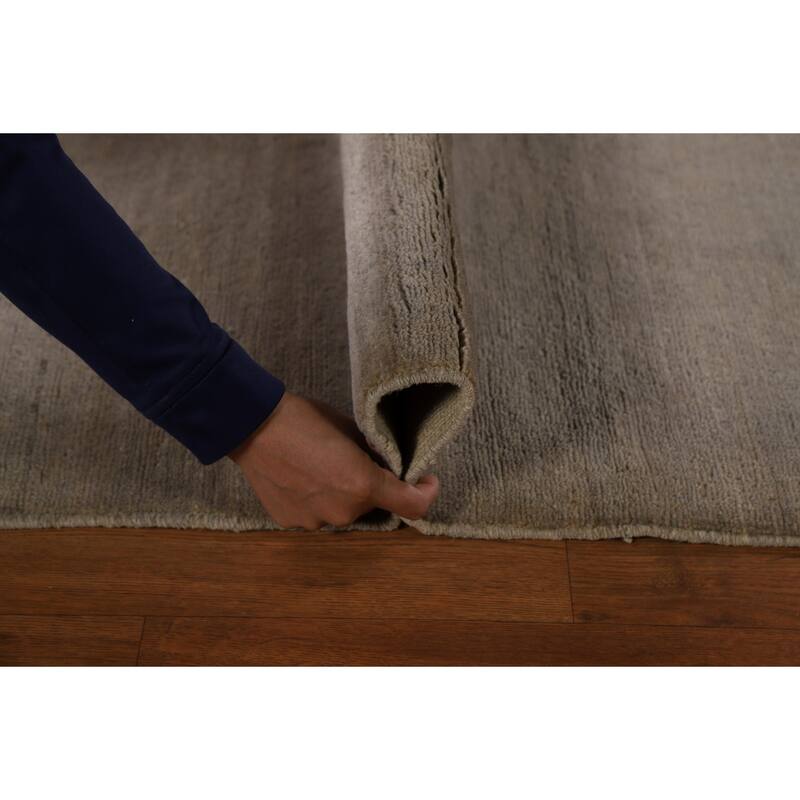 Hand Knotted Oriental 100% Wool Carpet Modern Modern Brown Gabbeh Runner Rug - 9' 9'' X 3' 2''