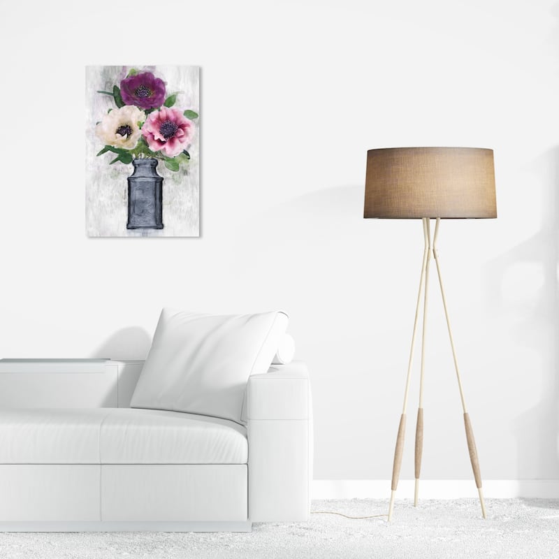 Wynwood Studio Canvas Floral and Botanical Anemone Floral Bouquet White and Cream White Rustic Wall Art Canvas Print - 24 x 16