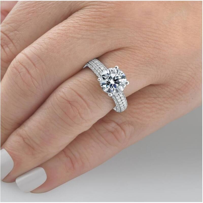 Certified 3.66Ct Micro Pave Diamond Engagement Ring White Gold Lab Grown