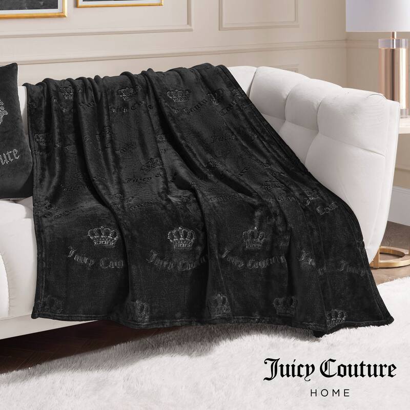 Juicy Couture 60"x70" Embossed Plush Throw Blankets