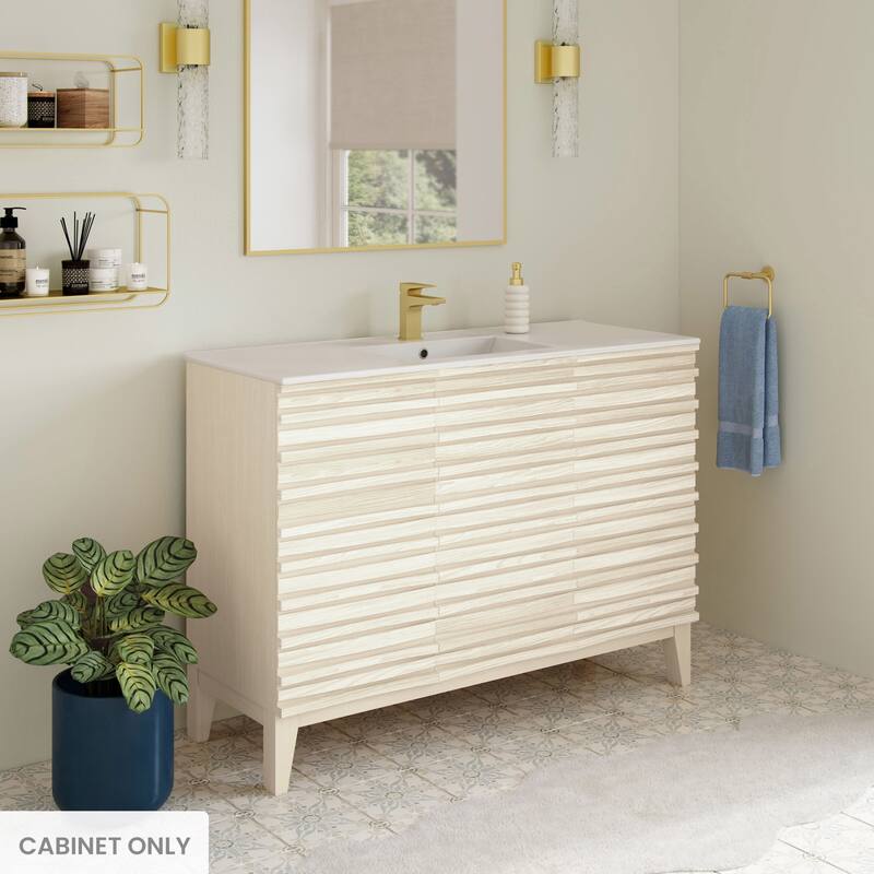 Cascade 48" Freestanding Bathroom Vanity Cabinet Without Top In White Oak - 48