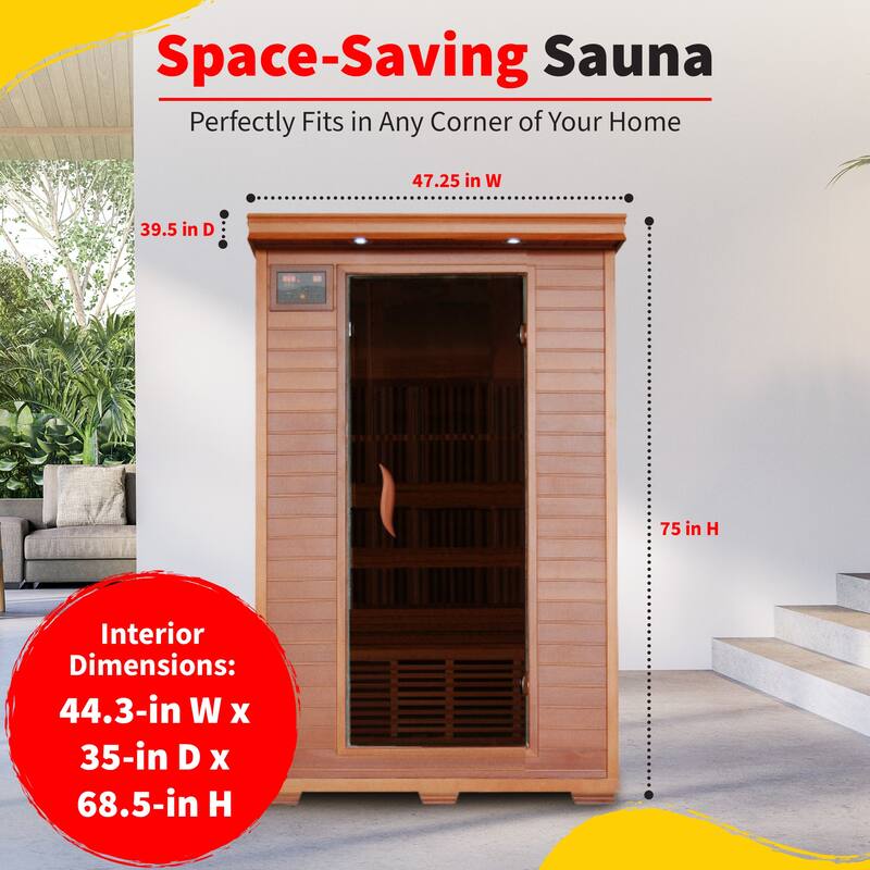 HeatWave Yukon 2-Person Cedar Infrared Sauna with 6 Carbon Heaters