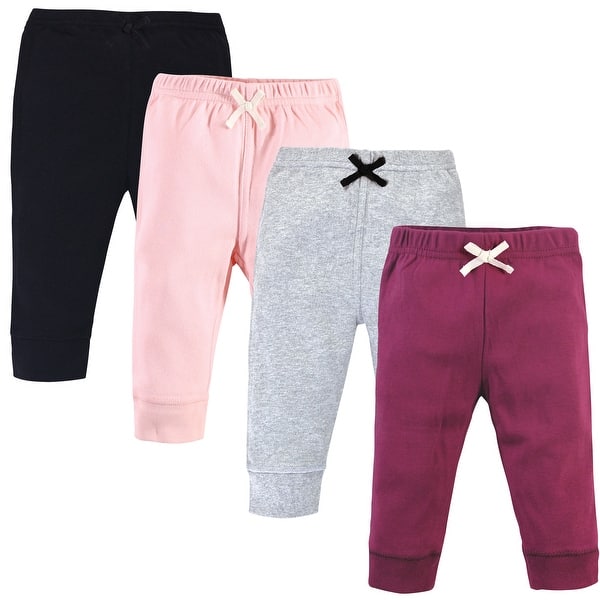 slide 1 of 1, Touched by Nature Toddler Girl Organic Cotton Pants 4pk, Pink Burgundy Pink Burgundy - 4T