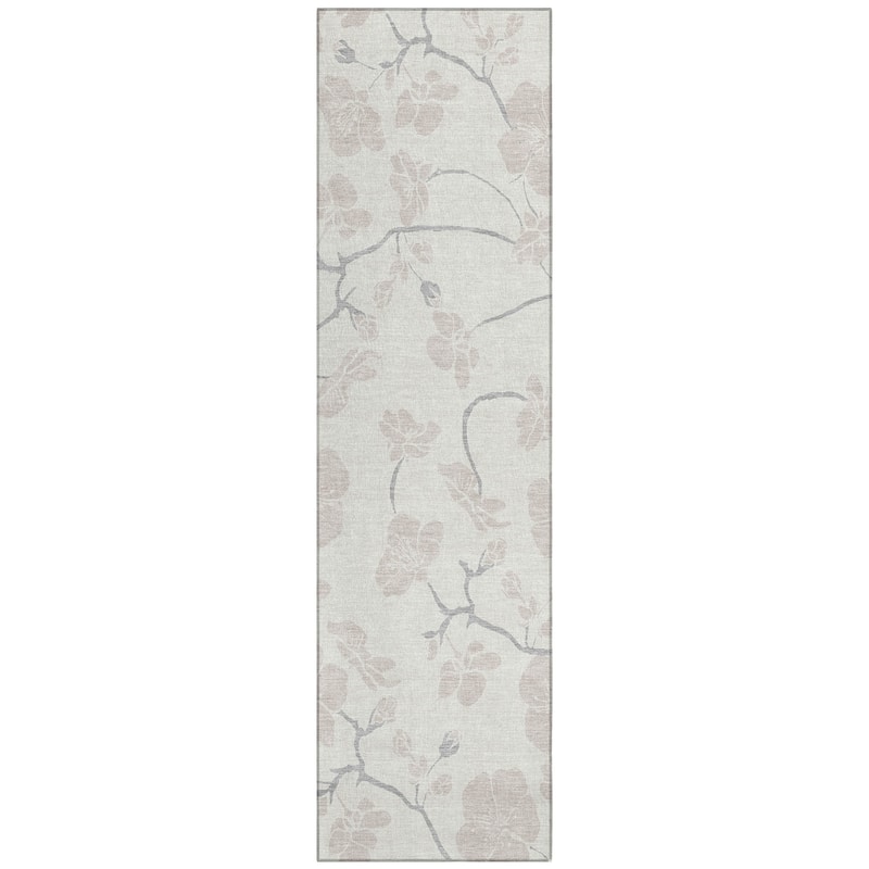 Machine Washable Indoor/ Outdoor Calm Floral Chantille Rug