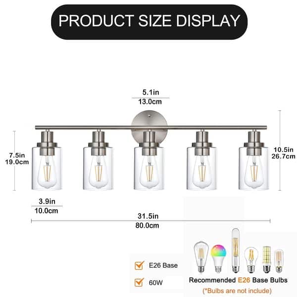 5-Light Bathroom Light Fixtures