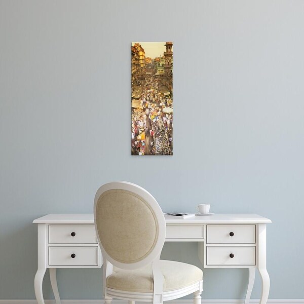 Easy Art Prints Panoramic Images's 'High angle view of crowd at a street market, Mumbai, India' Premium Canvas Art