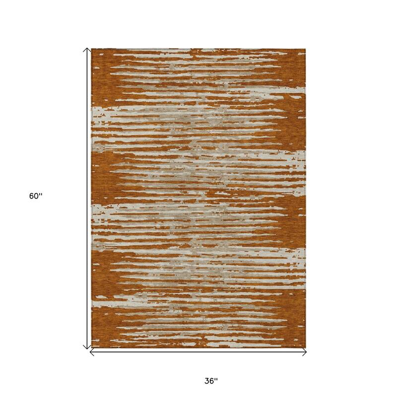 HomeRoots Striped Transitional Rectangle Outdoor Rug