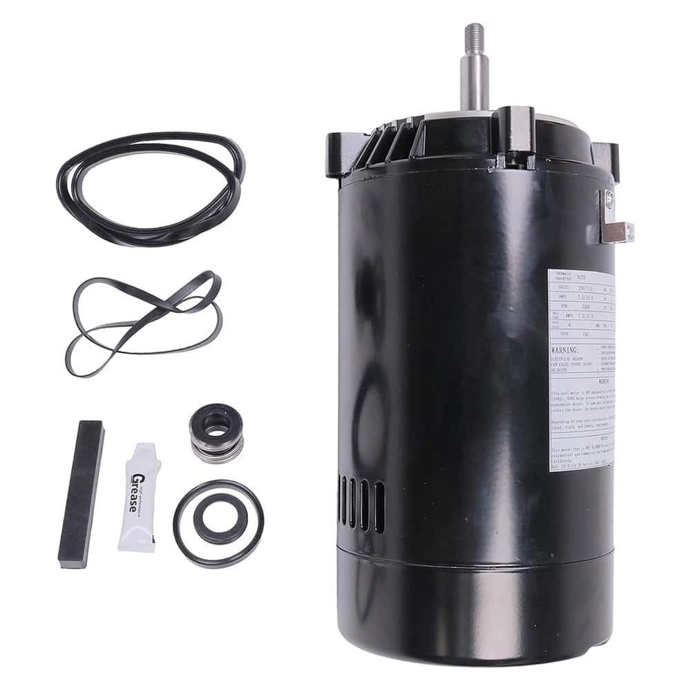 UST1102 Swimming Pool Pump Motor and Seal Replacement Kit, 1HP Pool Pump Motor Up-Rated 56J Frame - Black