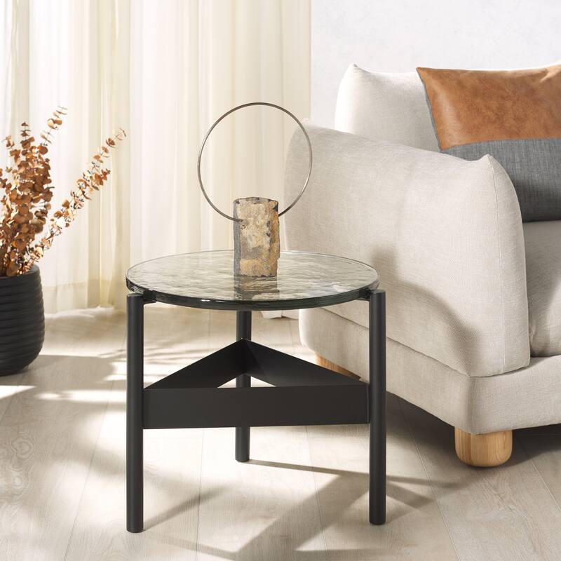 SAFAVIEH Couture Rozalia Cast Glass Accent Table. - 21Wx19Dx17H