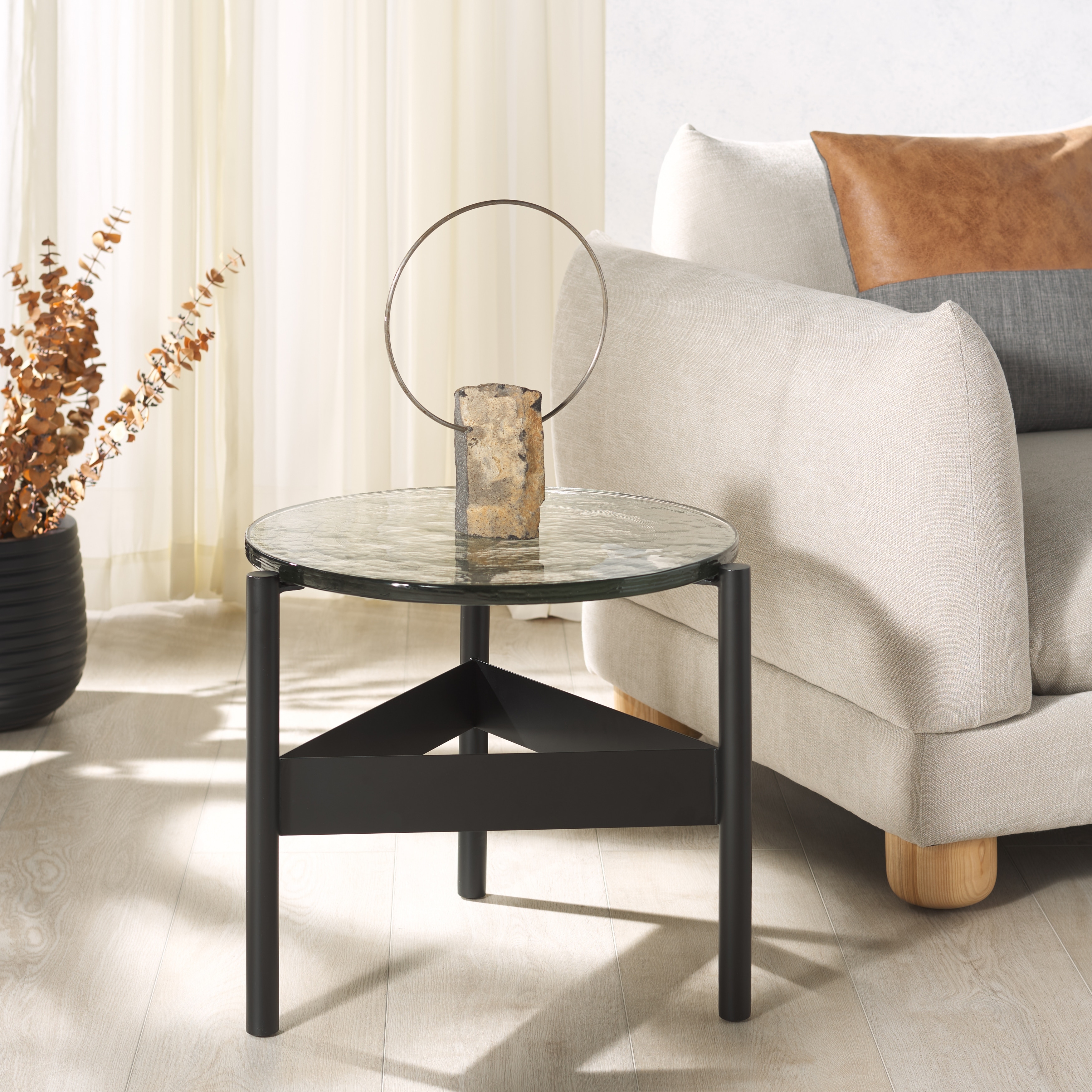 SAFAVIEH Couture Rozalia Glam Glass Accent Table, Black - 21Wx19Dx17H
