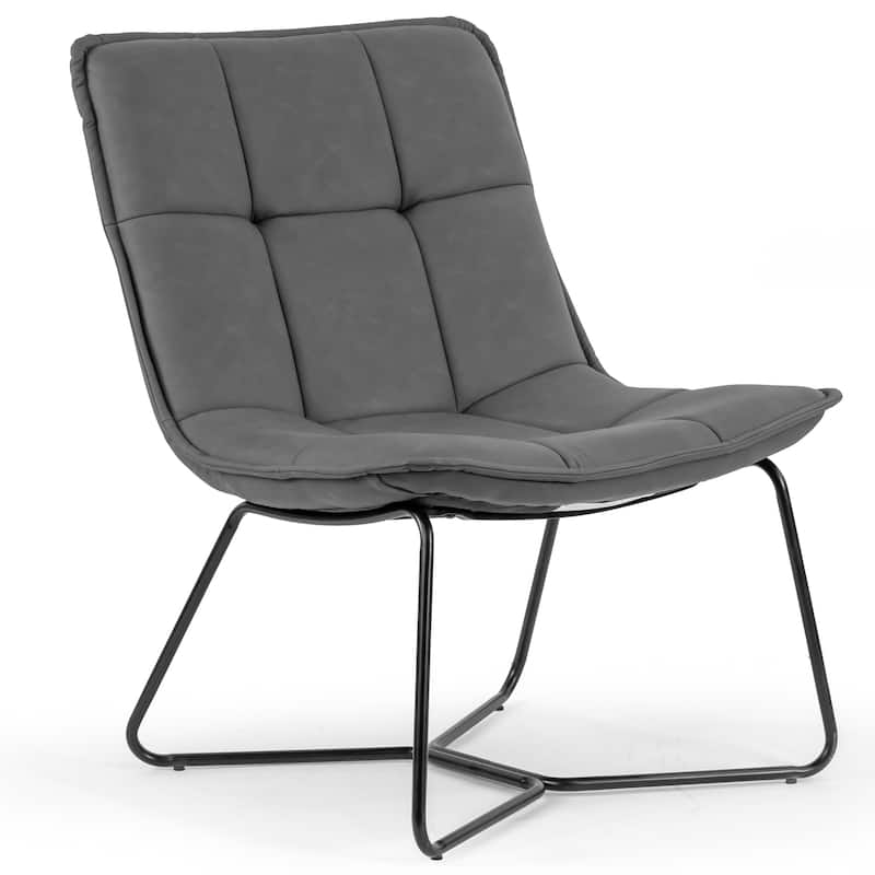 Aurele Armless Accent Chair with Black Metal Legs