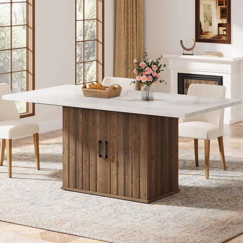 63" Dinning Table for 4-6 - White & Brown