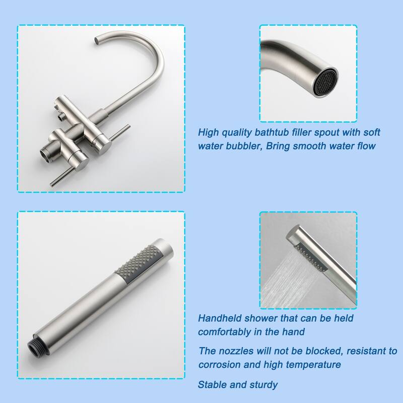 Single Handle Floor Mounted Gooseneck Freestanding Tub Filler