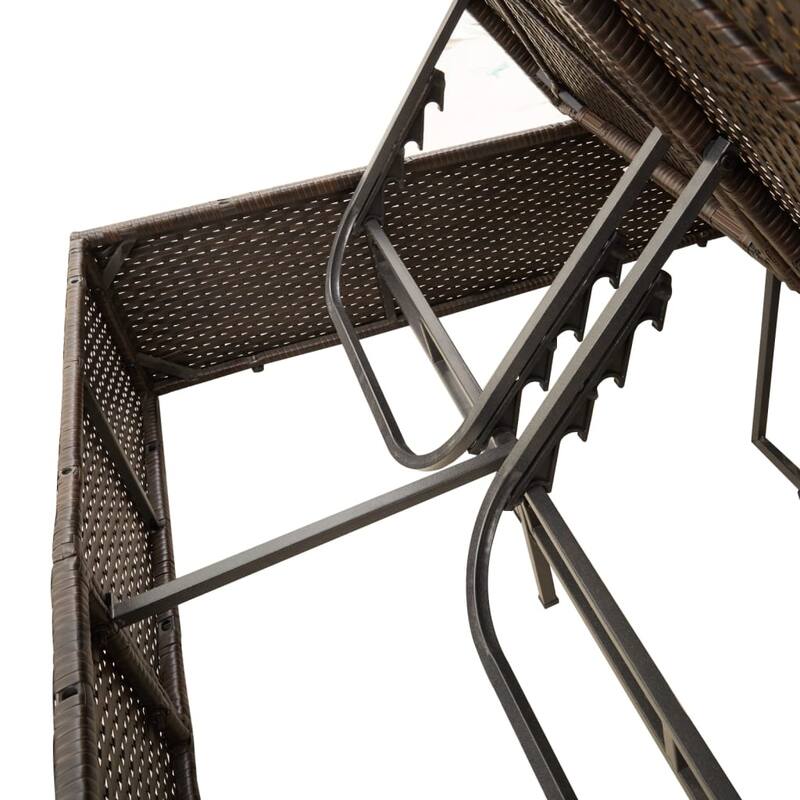 vidaXL Patio Double Sun Lounger&Cushions&Parasol Poly Rattan Brown/Gray/Black - 78.7" x 64.6" x 69.3"