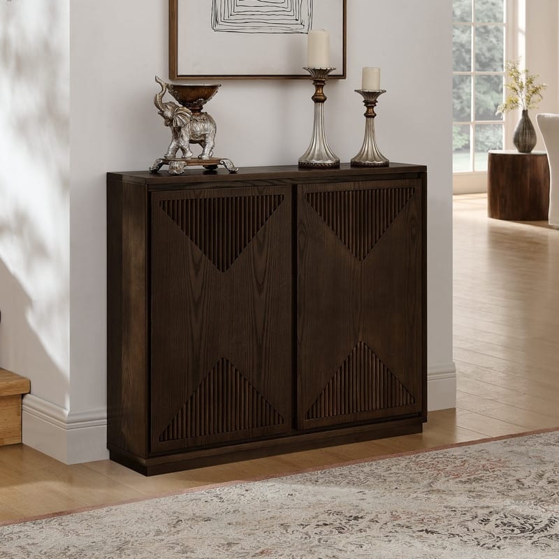 Mid Century Modern Narrow Buffet Cabinet with Storage, Side Cabinetfor Living Room or Entryway Organization