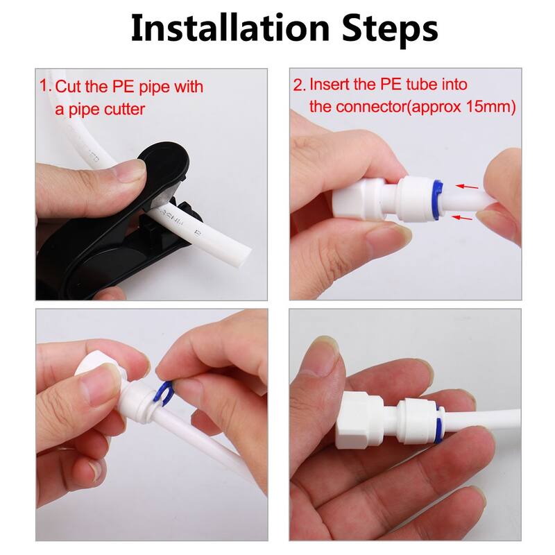 1/4" Female-1/4" Tube Quick Connect Purifier RO Water Filter 10pcs - White,Blue - 16.8 x 33.2mm/0.66" x 1.31"(D*L)