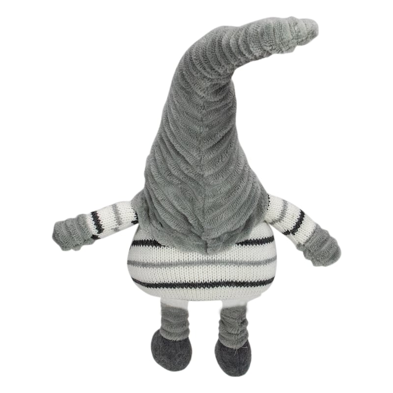 22" Gray White and Black Sitting Gnome Christmas Decoration