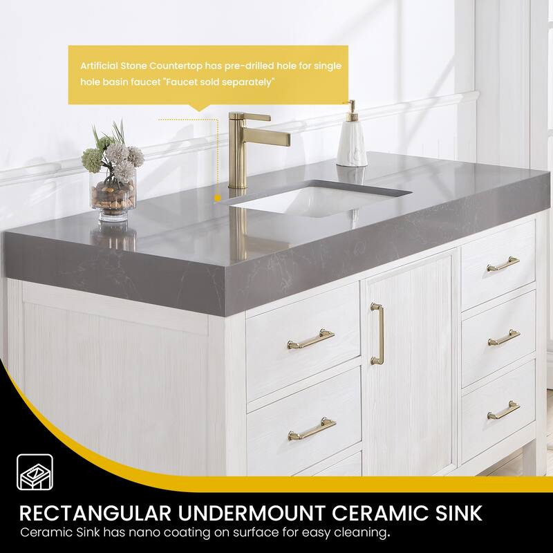 Leon 60 in. Single Bathroom Vanity with Composite Stone Top