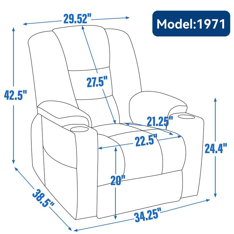 Large Power Lift Recliner Chair with Massage and Heat for Elderly, Wide Recliners, with USB and Type C Ports,2 Cup Holders