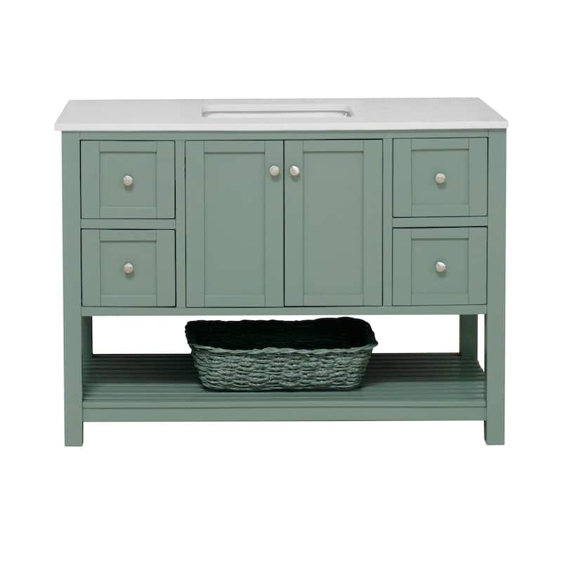 KitchenBathCollection Lakeshore 48" Bathroom Vanity with Engineered White Top