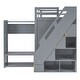preview thumbnail 17 of 18, Gray Twin Size Solid Wood Modern Loft Bed with Storage Stairs and Wardrobes