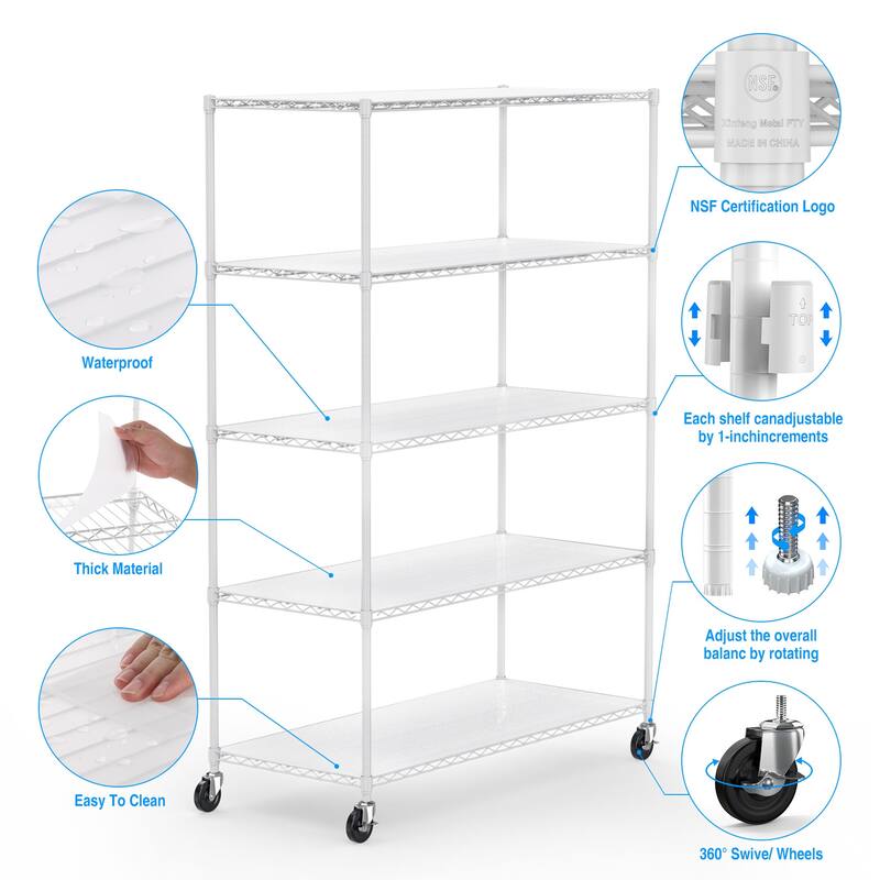 5 Tier metal storage rack with lining