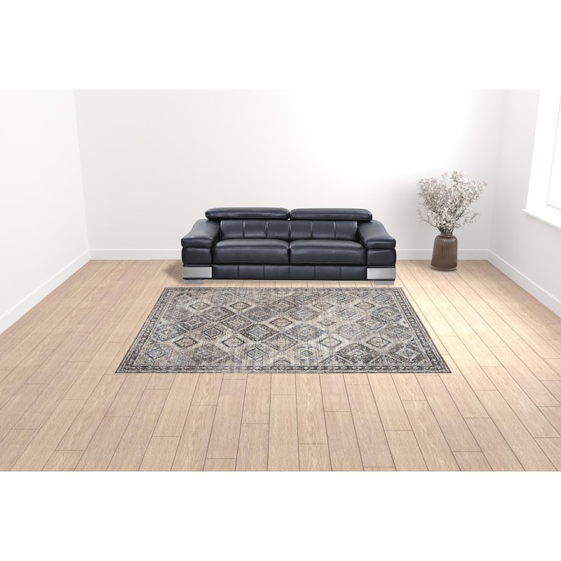 Meri Power Loomed Distressed Floral Area Rug By HomeRoots - 9' x 12'
