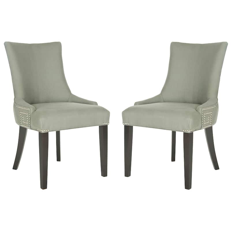 SAFAVIEH Louisa Taupe Linen Fabric Dining Chair (Set of 2) - 22.2" x 25.6" x 35.8" - 22"W x 26"D x 36"H - Granite