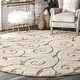 preview thumbnail 10 of 9, Nuloom Cream Machine-made Vine Swirls Shag Rug 7'10" Round - Cream - Round