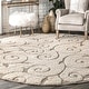 preview thumbnail 14 of 23, Nuloom Vine Swirls Shag Area Rug 5'3" Round - Cream