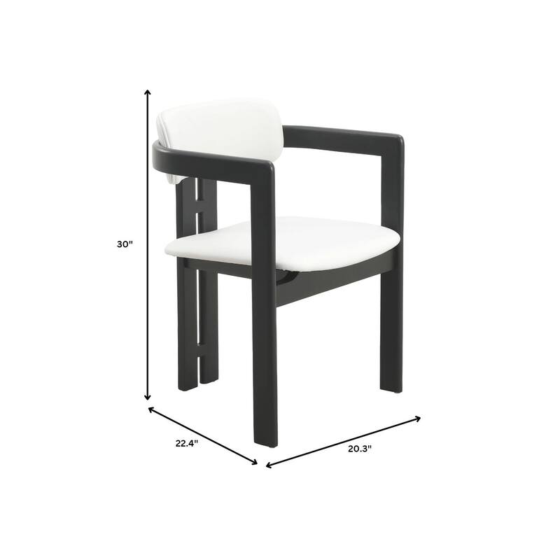 Dining Chairs Upholstered Leather Seats in Rubberwood Set of 4 Arm Chairs Open Back Design