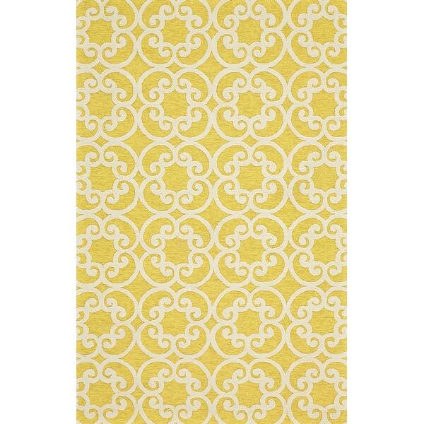 slide 2 of 4, Geometric Floral Yellow/Ivory Modern Contemporary Rug 8'-6" x 11'-6" - Maize Yellow/Ivory