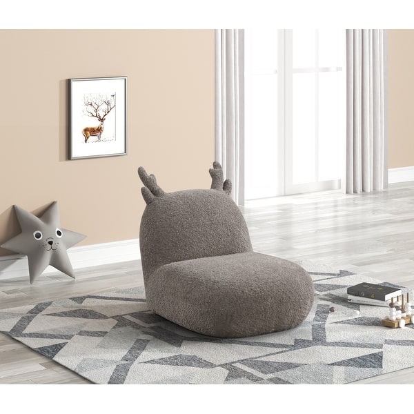 slide 2 of 6, 21.5"W Brown Chenille Deer-Shaped Kids Chair, for Child's Playroom, Bedroom, Living room Brown