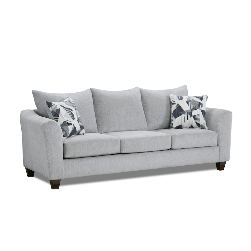 Roundhill Furniture Duleek Upholstered Stationary Sofa, Herringbone Silver
