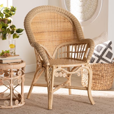 bali & pari Ratu Modern Bohemian Natural Brown Rattan Accent Chair