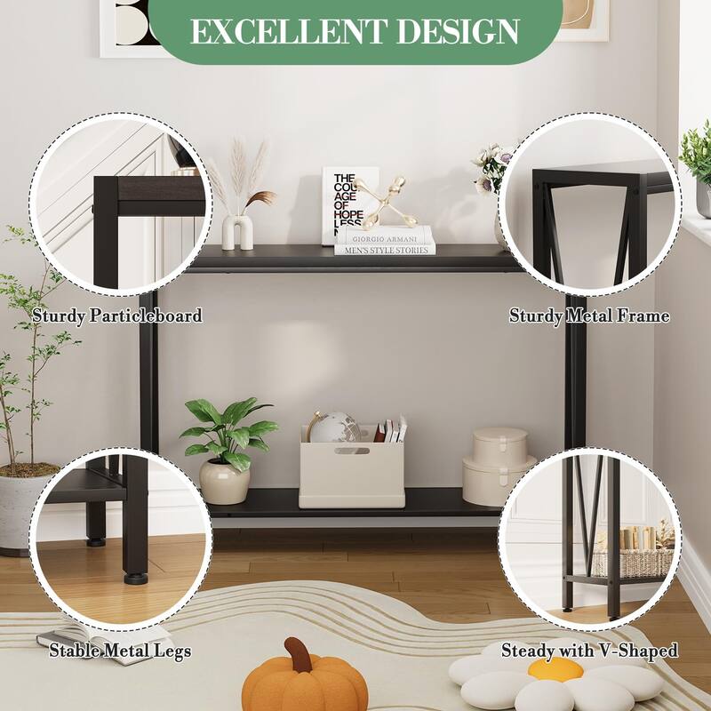 2-Tier Narrow Console Table, Stylish Sofa Side Table for Entryway