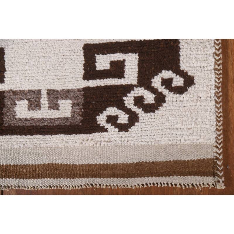 Anatolian Turkish Runner Rug Handmade Geometric Wool Carpet - 3'2"x 11'7"