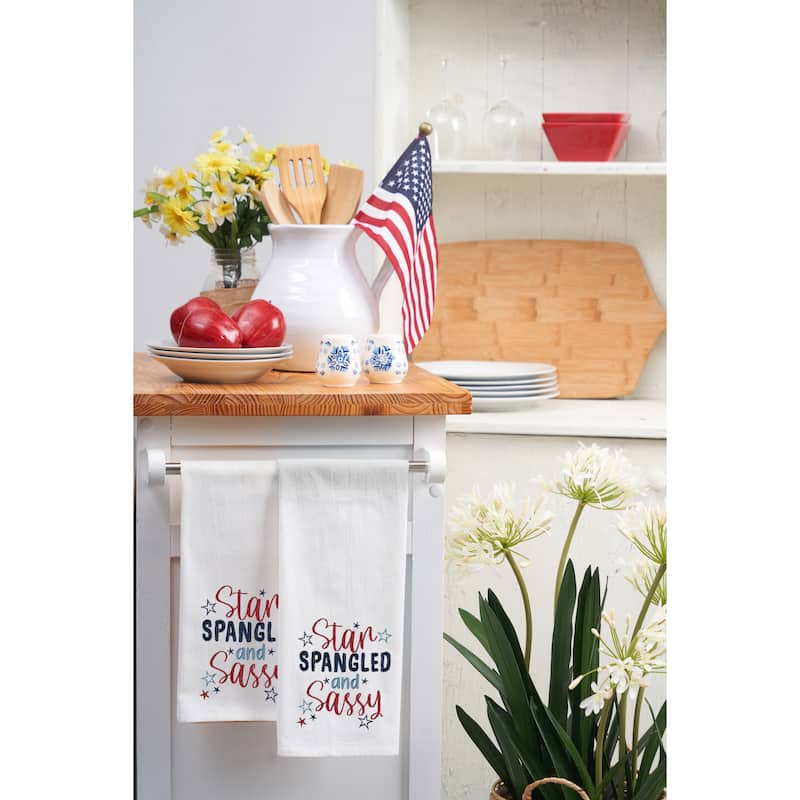 Star Spangled And Sassy 4th of July Kitchen Towel Patriotic Dishtowel Decoration