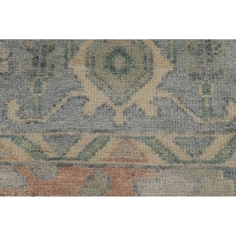 Gray Transitional Oushak Indian Area Rug Hand-Knotted Wool Carpet - 9'0"x 11'10"