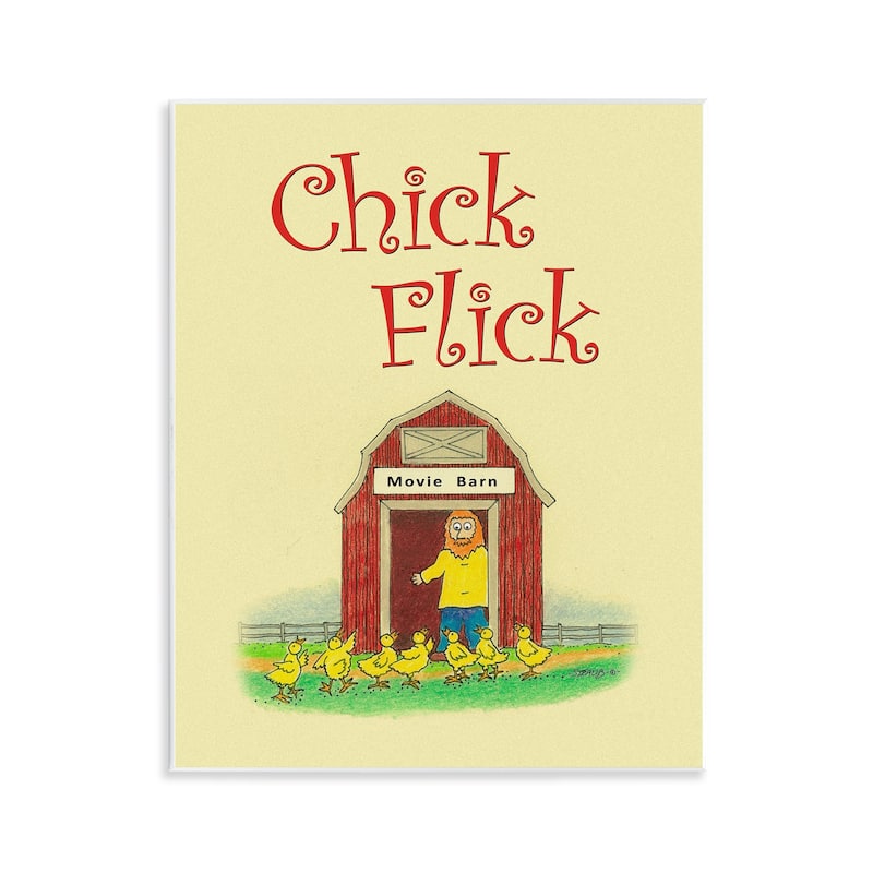 Stupell Chick Flick Vintage Pun Wall Plaque Art Design By Roger Straub - 11 x 14