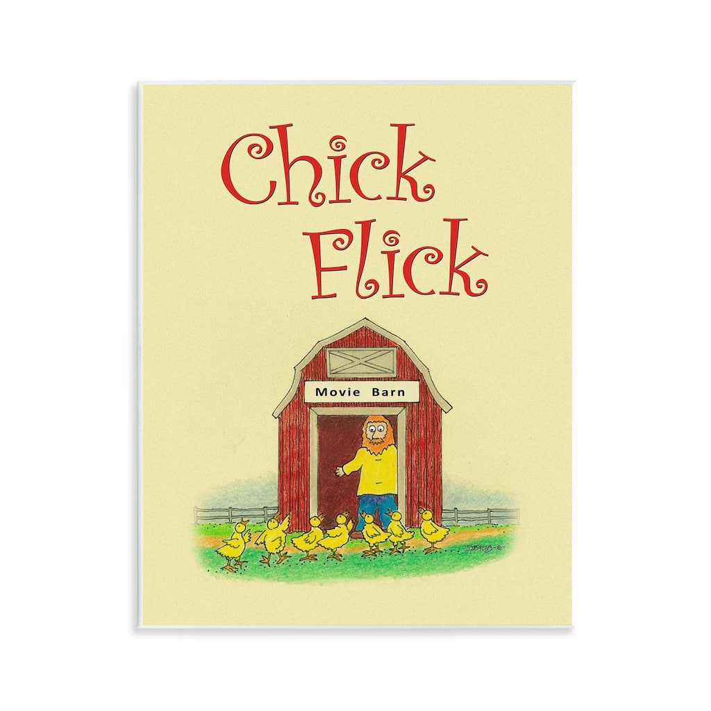 Stupell Chick Flick Vintage Pun Wall Plaque Art Design By Roger Straub