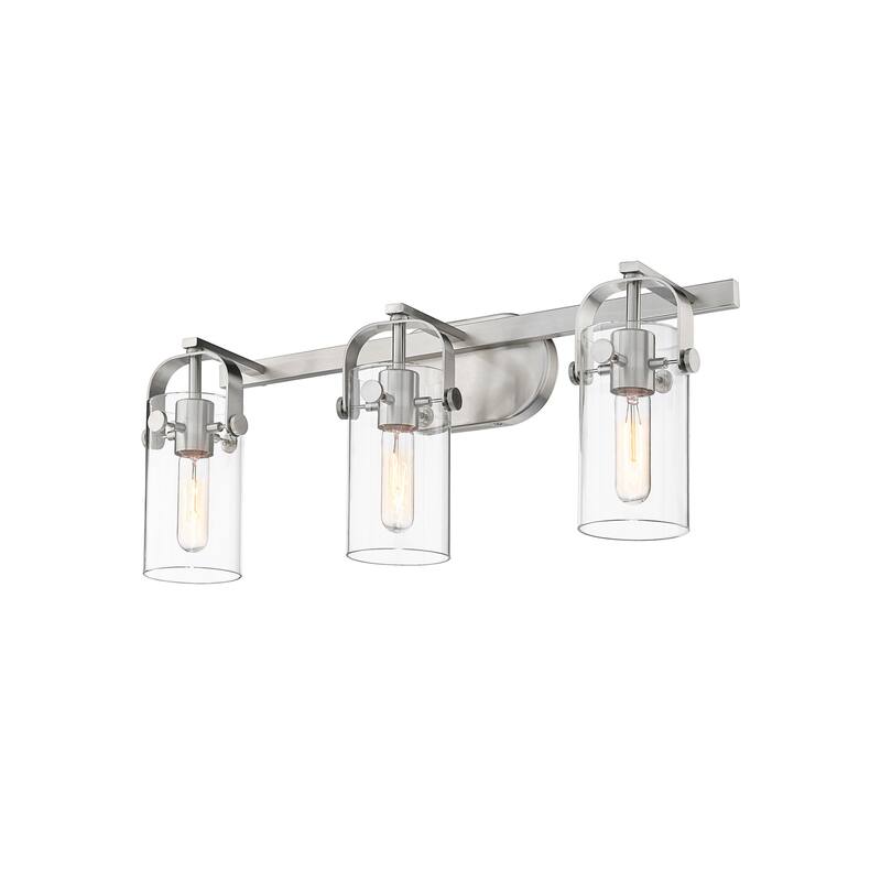 Innovations Lighting 423-3W-11-25 Pilaster II Cylinder Vanity Pilaster - Satin Nickel / Clear