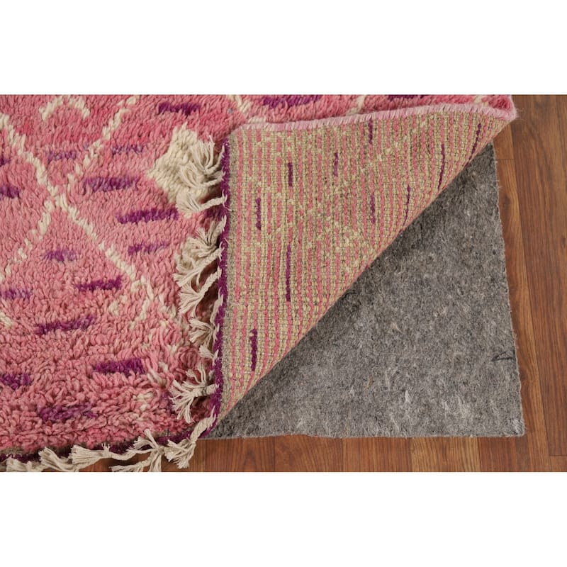 Pink Trellis Moroccan Oriental Accent Rug Hand-Knotted Wool Carpet - 3'1" x 5'4"