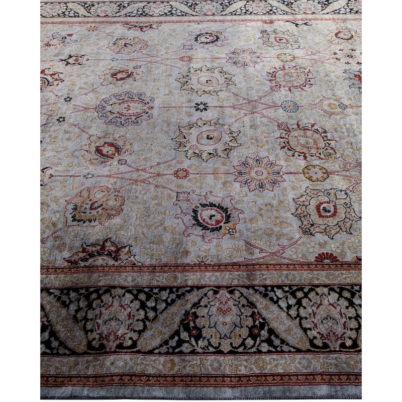 Overton Hand Knotted Wool Vintage Inspired Modern Contemporary Overdyed Gray Area Rug - 6' 1" x 8' 10"