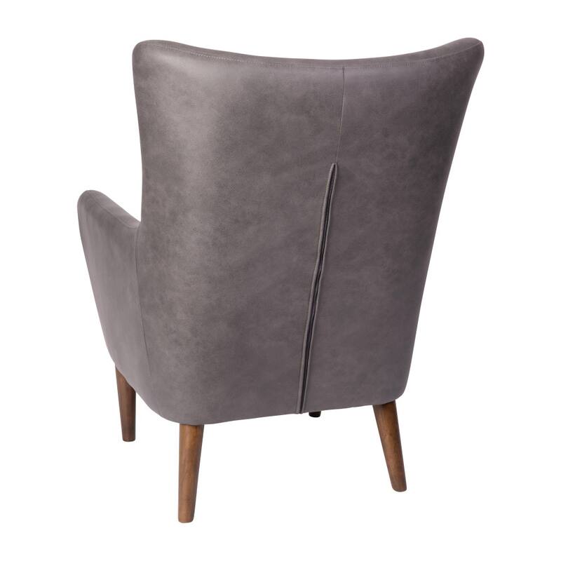 Commercial Upholstered Wingback Accent Chair with Wooden Frame and Legs - 33.25"D x 29.75"W x 41.25"H