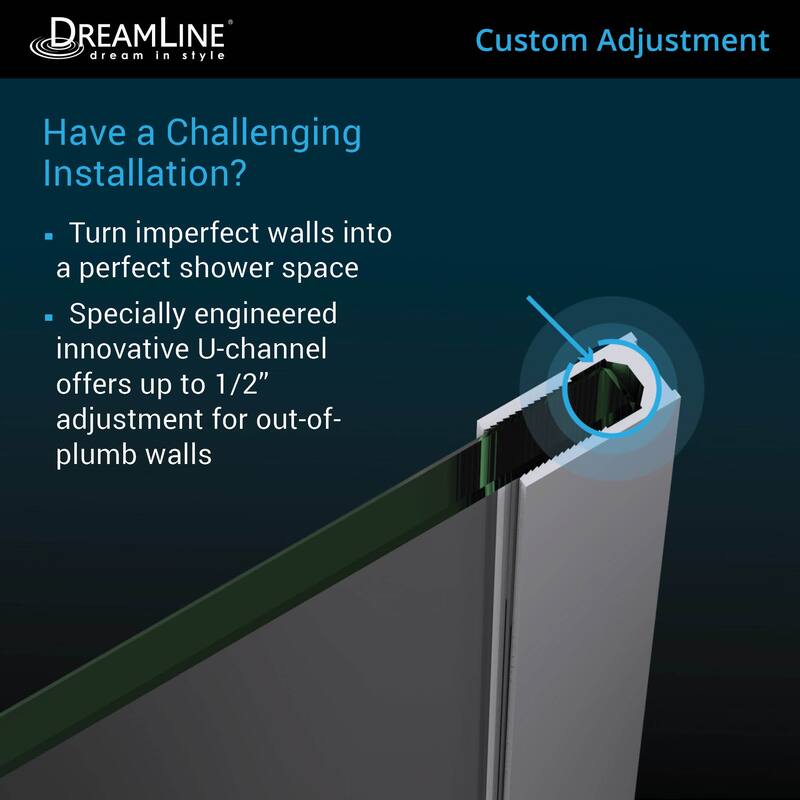 DreamLine WLDR3234721 Montego 72" High x 34" Wide Frameless Shower